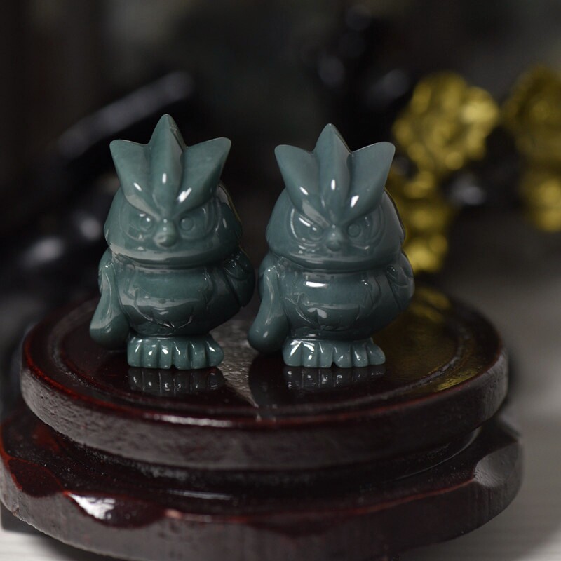 天然翡翠A货玉石摆件一对工厂直销特色摆饰特色小摆带证书