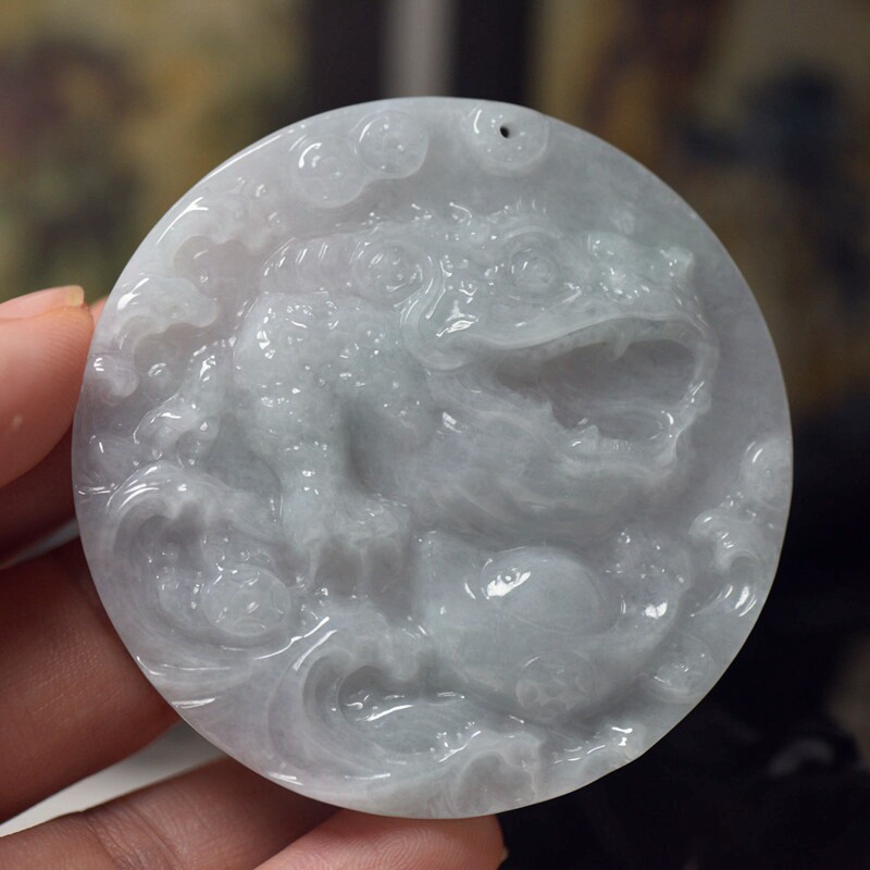 翡翠玉石A货三足金蟾吊坠 缅甸玉器招财蟾蜍珠宝首饰 保真送证书