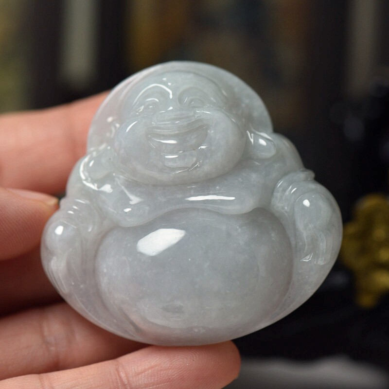 翡翠玉石A货玉佛大肚佛 缅甸玉器佛公佛牌珠宝首饰 保真送证书