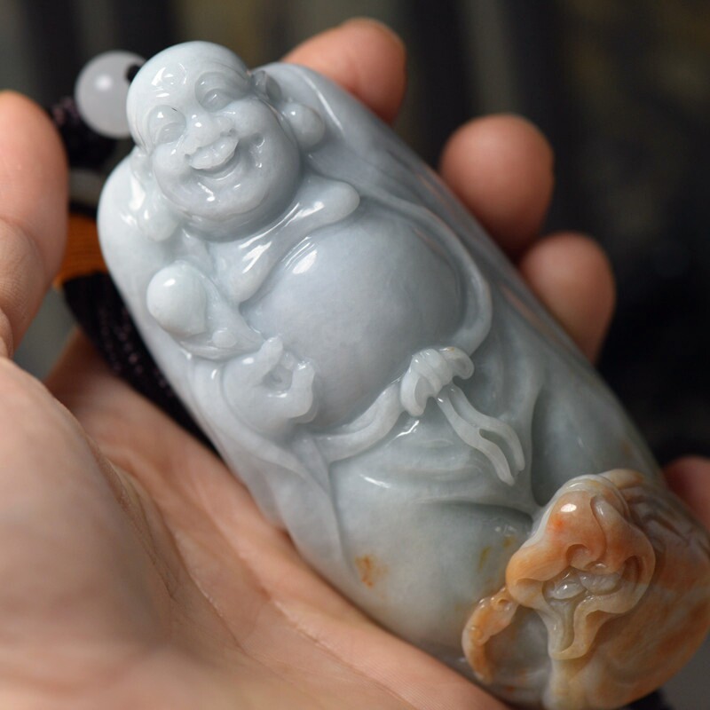 缅甸天然翡翠A货玉石佛公把件