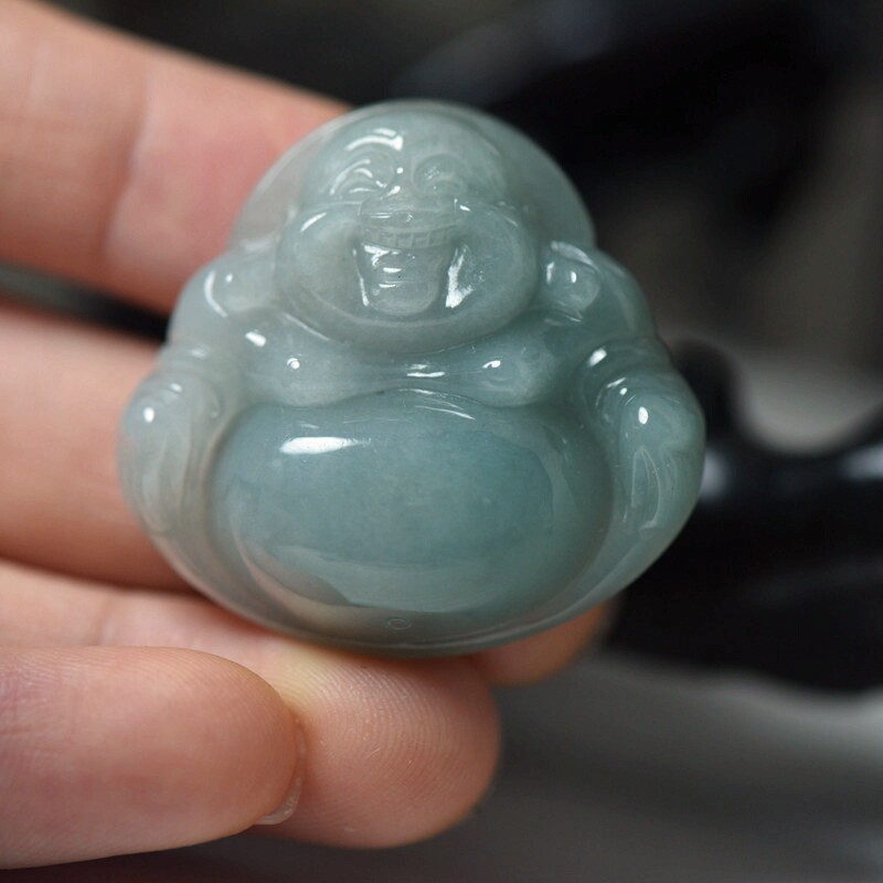 翡翠玉石A货玉佛大肚佛 缅甸玉器佛公佛牌珠宝首饰 保真送证书