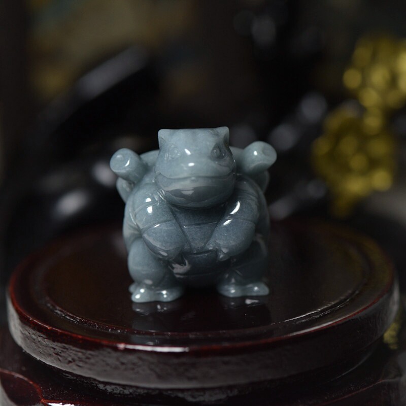 天然A货翡翠玉石乌龟摆件小摆玉雕工厂直销卡通玉器小摆带证书