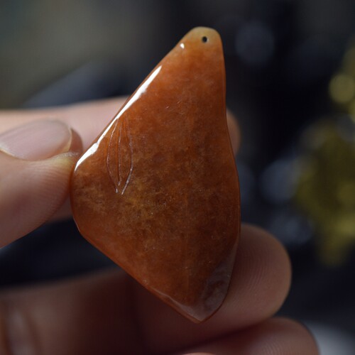 翡翠玉石小款随形麒麟牌 黄翡缅甸玉器珠宝首饰 保真送证书