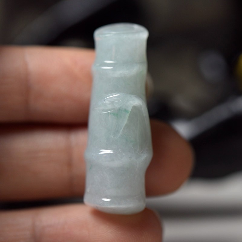 翡翠玉石竹节竹子吊坠 A货节节高雕件颈饰挂件 保真送证假一赔三