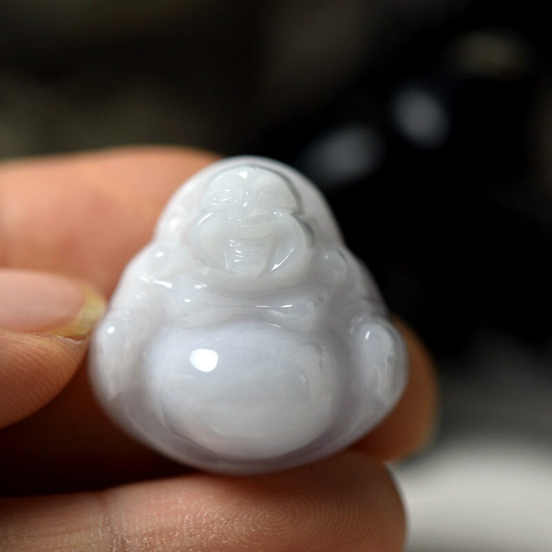 翡翠玉石A货玉佛大肚佛 缅甸玉佛公佛牌珠宝首饰挂件 保真送证书
