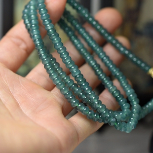 冰糯种天然翡翠A货玉石项链算盘珠子手链玉器精美带证直径5.3mm