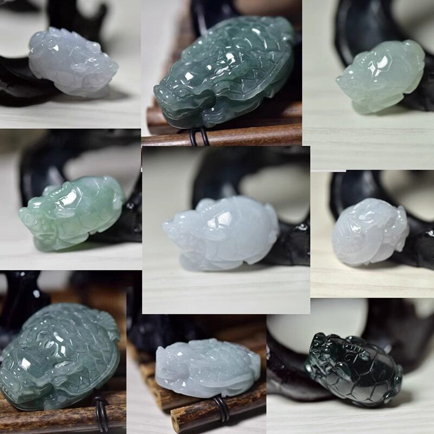 龙龟吊坠翡翠A货玉雕龙头龟图片