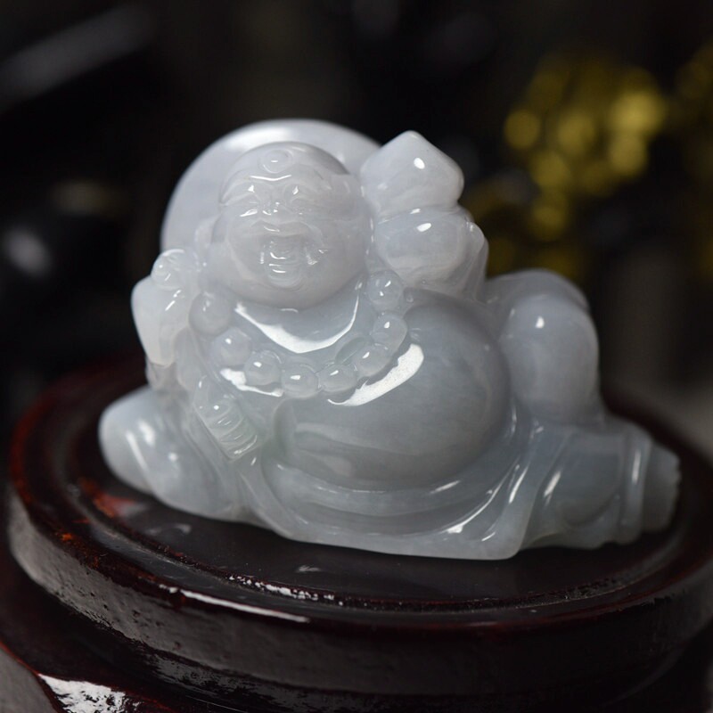 缅甸天然翡翠A货玉石弥勒佛小摆件玉雕笑佛玉器珠宝摆件带证书