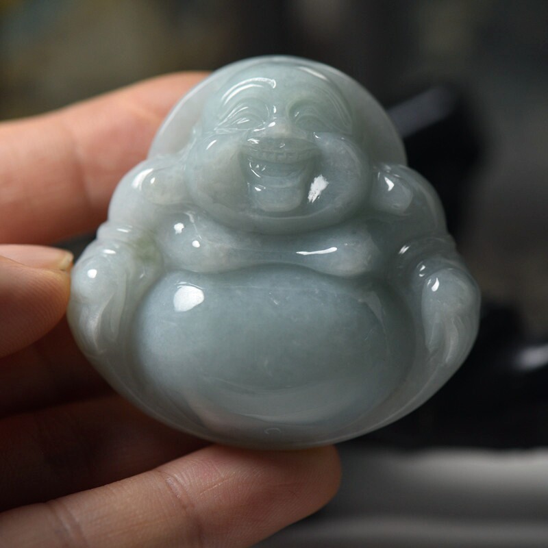 翡翠玉石A货玉佛大肚佛 缅甸玉器佛公佛牌珠宝首饰 保真送证书