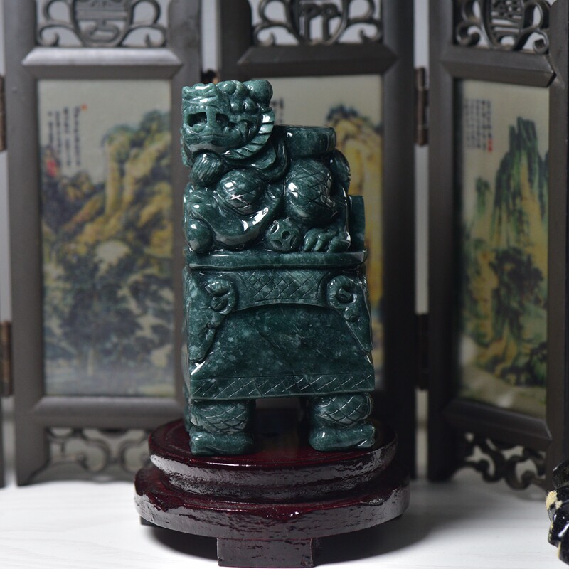 天然翡翠A货玉石貔貅鼎摆件特色玉器摆饰工厂直销带证书