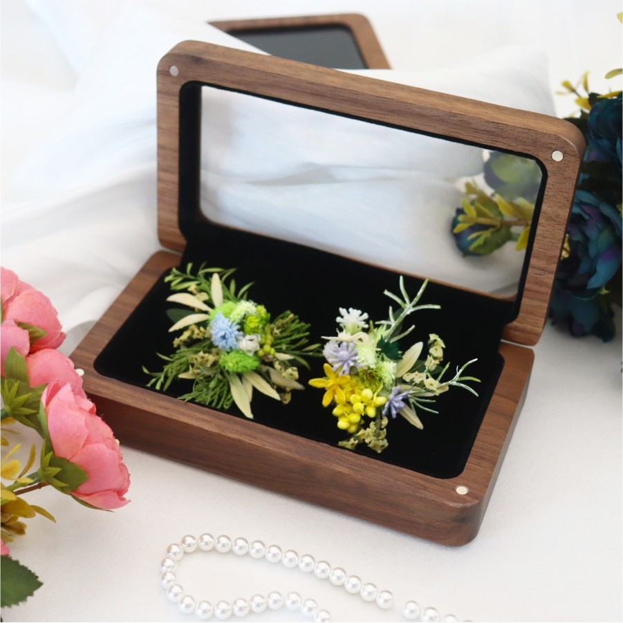 永生花戒指盒高档黑胡桃木盒大号对戒收纳盒DIY饰品开窗首饰盒,包装,木盒包装,淘宝优惠券,粉丝福利购,淘宝优惠卷
