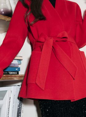 可路莎专柜238888秋冬新款慵懒睡袍风双面女休闲毛呢外套中长款