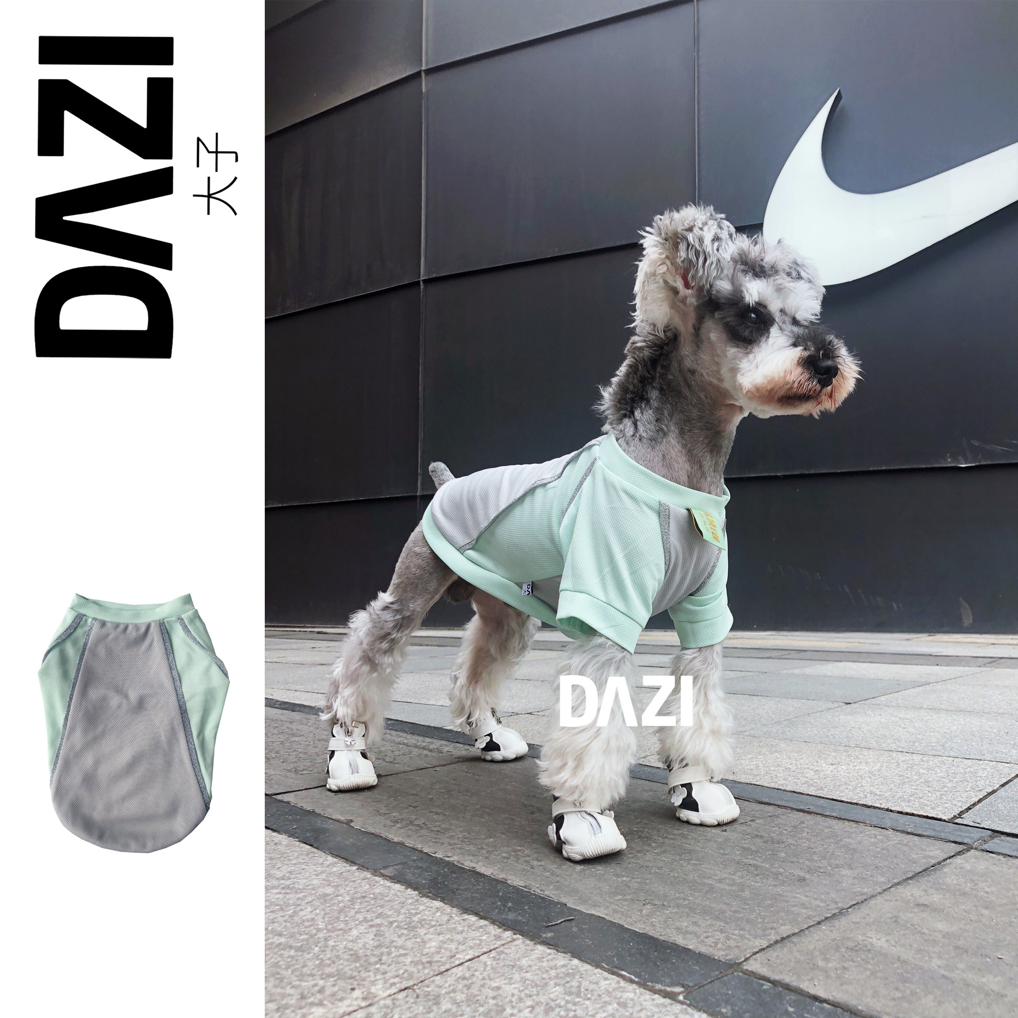 大子原创设计夏季防蚊虫防晒宠物狗运动套头衣服 雪纳瑞比熊 泰迪