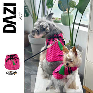 大子原创宠物中小型犬狗狗衣服春秋节日唐装古风马甲胸背式牵引