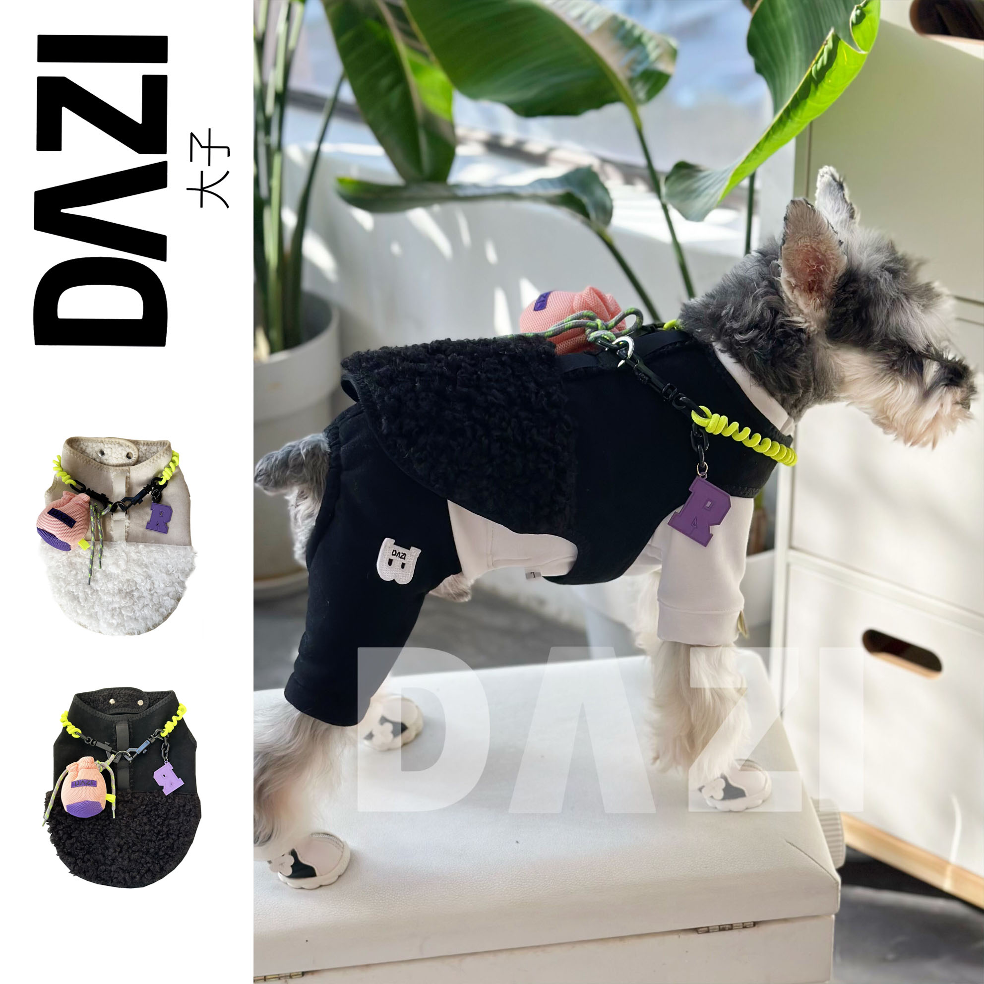 大子猫狗麂皮绒背包设计牵引马甲