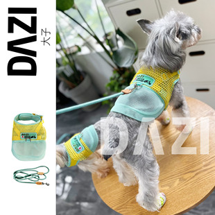 DAZI大子夏季款清新网眼透气外出防爆冲胸背牵引雪纳瑞约克夏