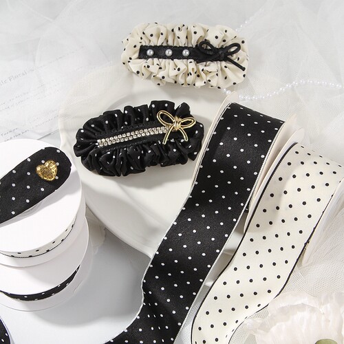经典小香赫本风黑白布艺雪纺丝带diy发夹材料手工蝴蝶结发饰配件