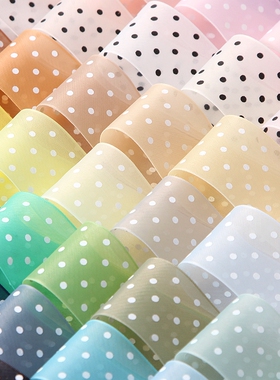 【3码装】果冻纱圆点雪纱织带发饰DIY蝴蝶结包装滑滑纱印波点丝带