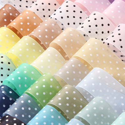 【3码装】果冻纱圆点雪纱织带发饰DIY蝴蝶结包装滑滑纱印波点丝带