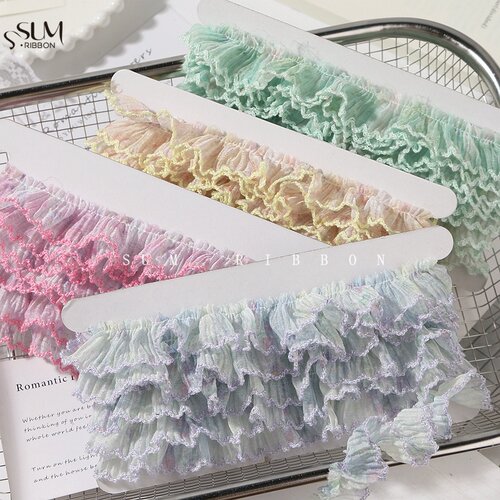 DIY手工发饰蝴蝶结裙边皱褶碎花印花织带衣服礼帽装饰辅料雪纺带