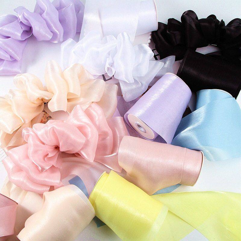 12CM宽清风缎欧根纱亮面丝滑流光纱带手工diy蝴蝶结头饰服装辅料