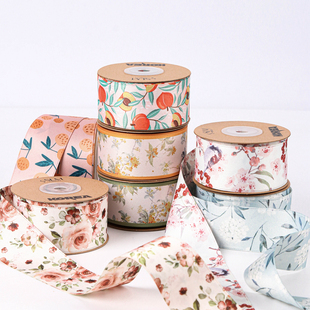 印花蝴蝶结布艺绸带自制蝴蝶结发夹手工材料包装饰水果缎带