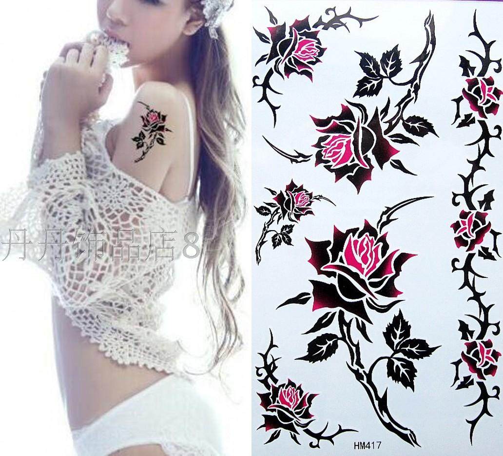 图案模板小纹身红色玫瑰花贴臂花纹身仿真纹身满18包邮,彩妆/香水/美妆工具,身体彩妆,淘宝优惠券,粉丝福利购,淘宝优惠卷