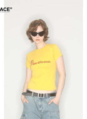 【XSPACE】AXYPAGES makedifferences INS风博主款美式印花短T恤