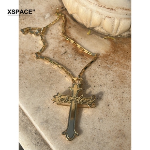 【XSPACE】eis4tears 23AW 复古金属十字架logo项链胸针多功能
