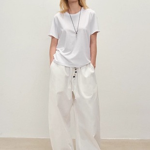 【XSPACE】Dpercent丨珠串抽绳慵懒宽松阔腿抽绳百搭纯棉休闲裤