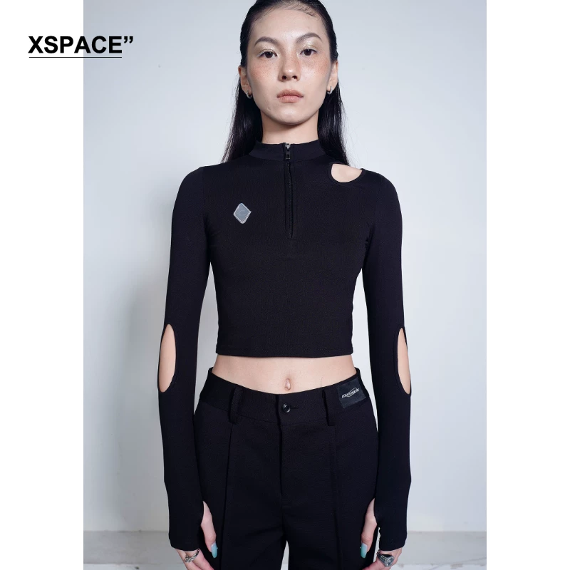 (Ограниченное предложение с 6 % скидкой) Cozyouroutfit полость дизайна Slim High Bomb молния короткого топа нижняя часть рубашки