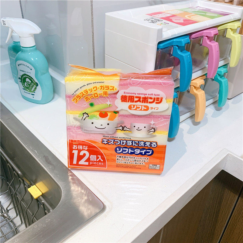 日本刷碗棉刷碗海绵擦除油刷刷锅棉去污百洁布洗碗巾7元12块装