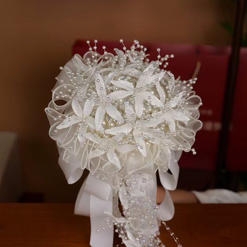 新娘diy珍珠手捧花材料包成品婚纱拍摄结婚送新人闺蜜好朋友礼物