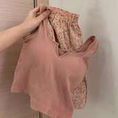 可外穿棉感家居服套装 甜美带胸垫吊带睡衣女夏季 运动背心碎花短裤