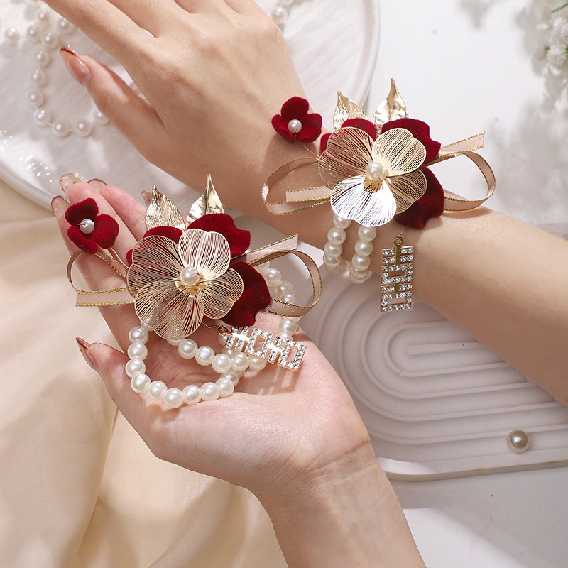 fghgf手腕花新娘郎姐妹团高级感手花森系婚礼结婚超仙韩式手环花