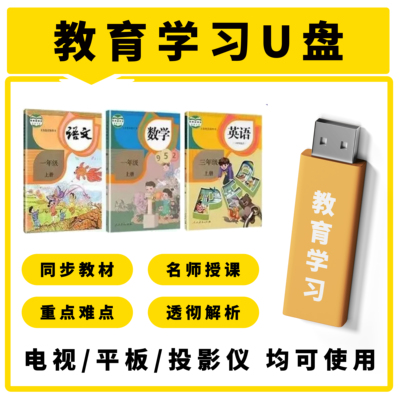 2025新款儿童学习小初全科同步教学教材课程辅导视频年级安装U盘