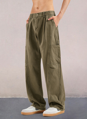 休闲裤男士直筒弯刀裤2025新款秋冬季宽松阔腿长裤潮流男生工装裤