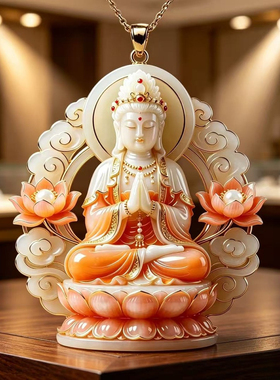 新款国风莲花观自在合金吊坠