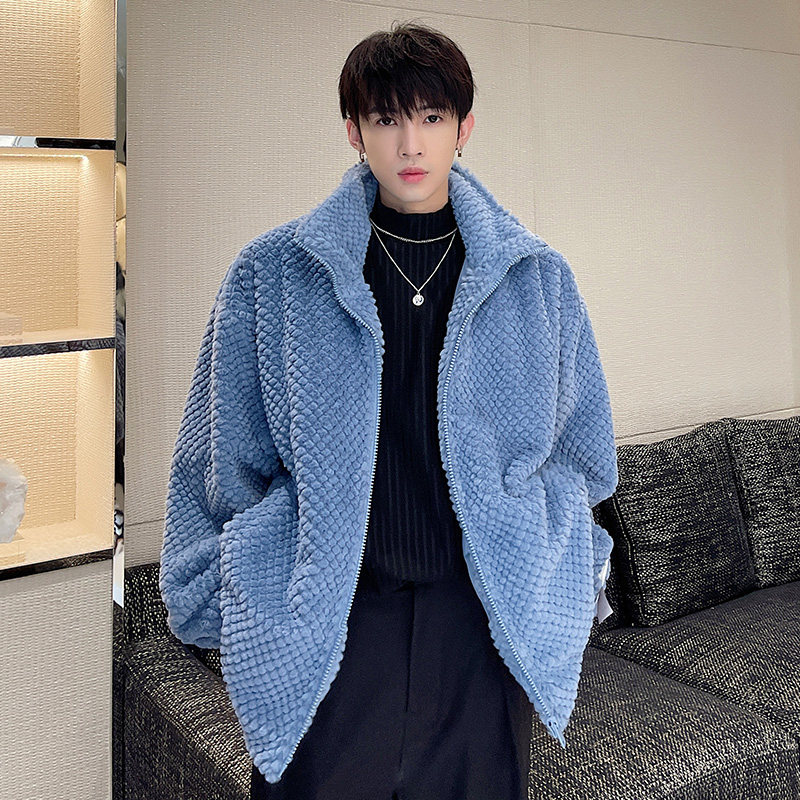 2021新款顺滑编制兔毛小众加加厚外套D07P130，男装棉衣，星座312B-1