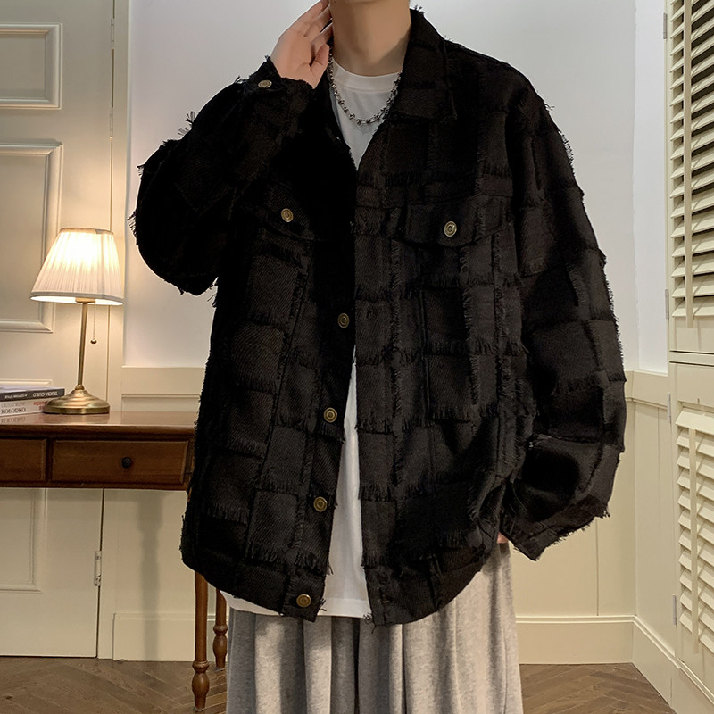 2023春季新款潮流外套流苏方格外套男夹克D824P115,男装夹克,星座312B-1