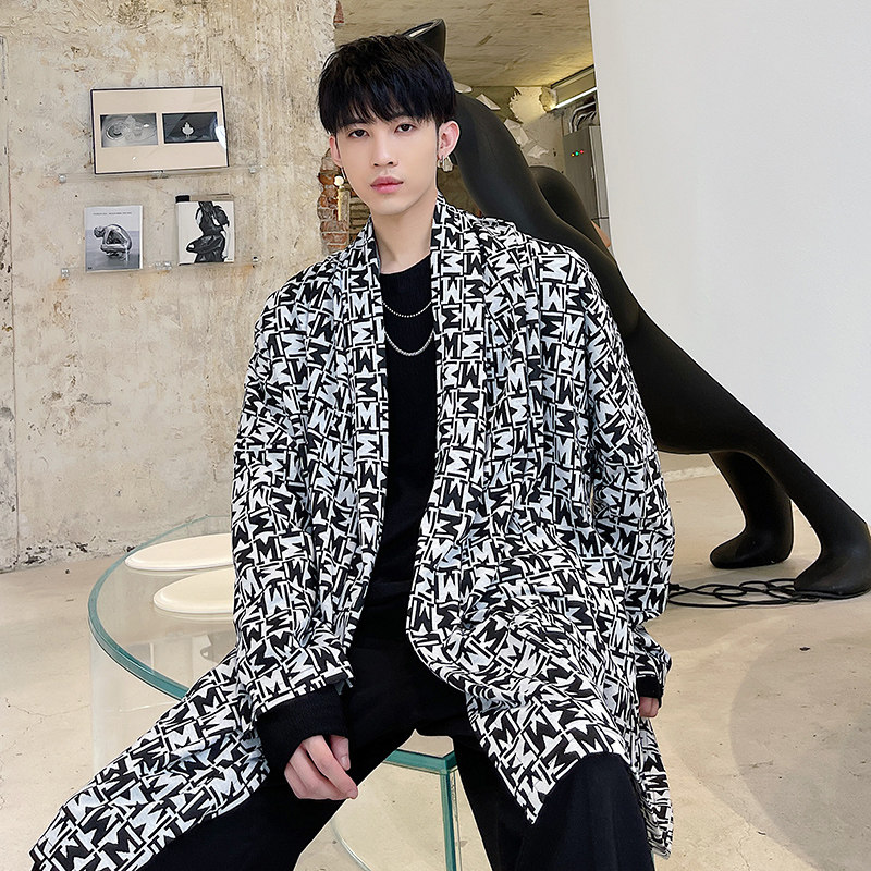 2021秋季宽松时尚男士休闲外套暗黑提花字母针织开衫D757P85，男装针织衫/毛衣，星座312B-1