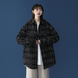 秋冬银线编织粗花呢小香风格子长袖衬衫外套情侣款D102P75，女装衬衫，星座312B-1