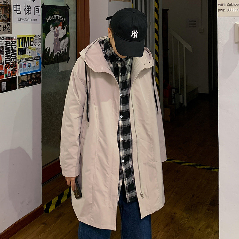2021中长款风衣男士春秋季新款连帽休闲外套韩版宽松D632P65,男装风衣,星座312B-1