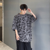 2023夏季新款暗黑时尚小众破洞设计短袖T恤D841P50，男装T恤，星座312B-1