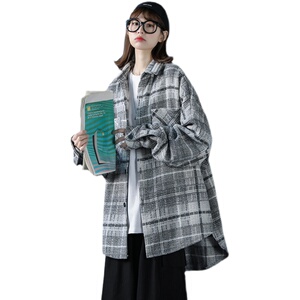 厚重粗花呢格子夹克外套上衣D107P70图片