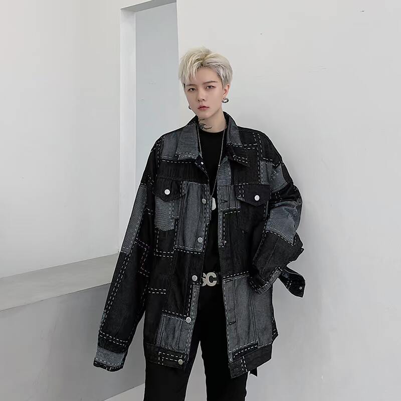 2021秋季暗黑小众提花牛仔外套D760图片