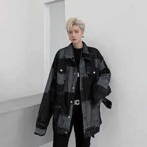 2021秋季暗黑小众提花牛仔外套D760图片