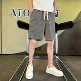 2023夏装精神小伙五分裤几何提花男青年运动短裤休闲裤D846P45，男装休闲裤，星座312B-1