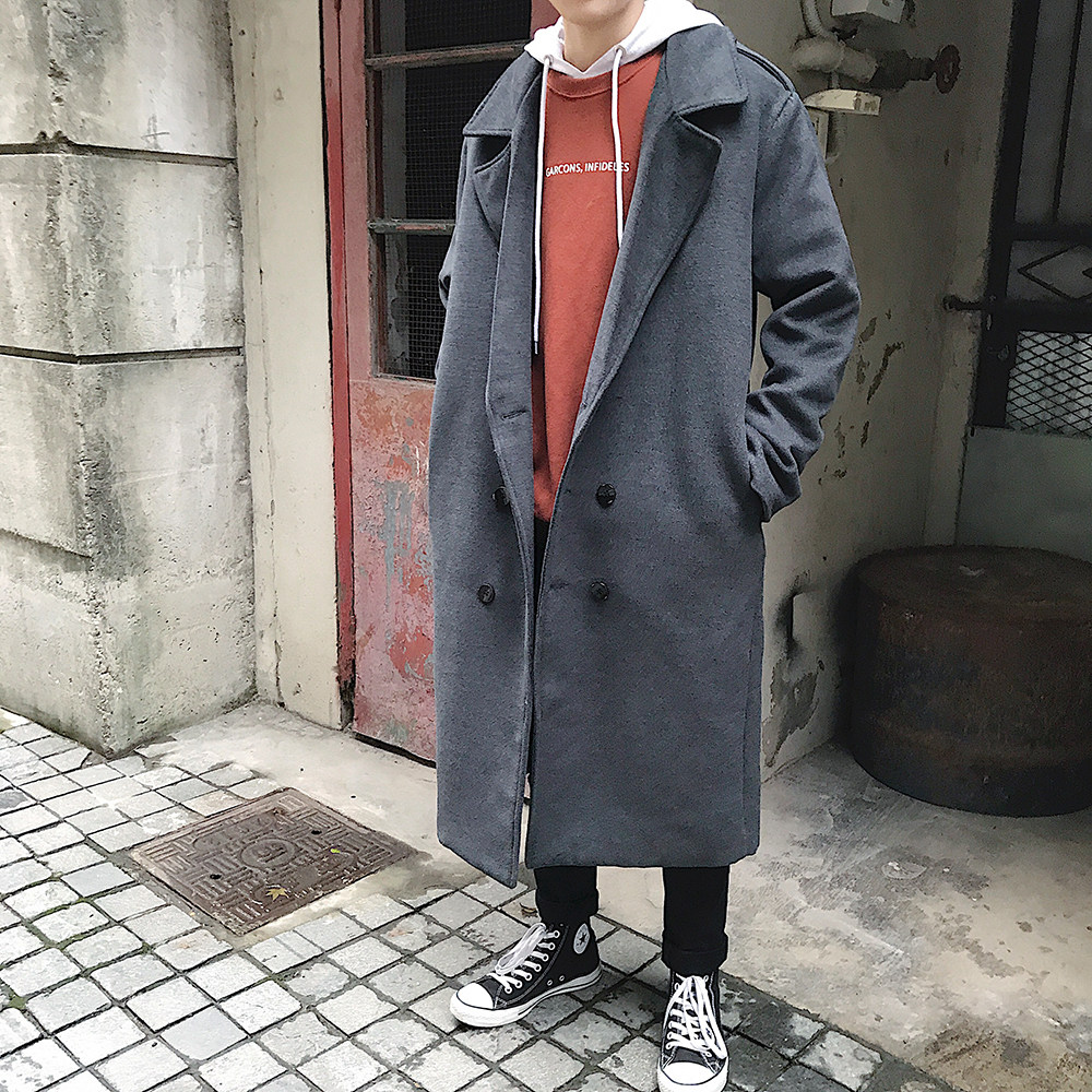 2022冬款呢大衣加长双排扣呢风衣男款拉风呢衣男外套冬装D501P135,男装毛呢大衣,星座312B-1