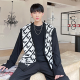 2021秋季小众黑白配色开衫毛衣男士宽松马甲D754P60，男装背心/马甲，星座312B-1